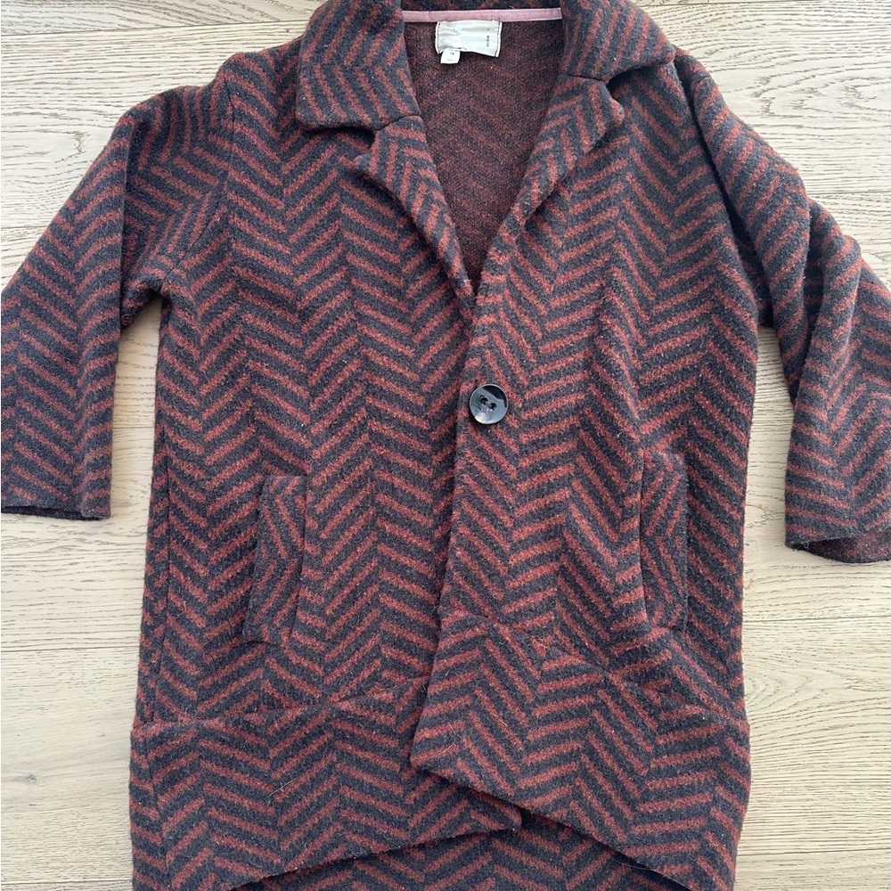 Anthropologie Moth Brown Chevron Sweater Coat - Picture 3 of 8